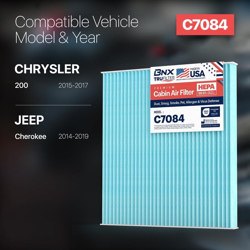 BNX TruFilter C7084 Cabin Air Filter, HEPA 99.97%, Compatible With Jeep Cherokee; Chrysler 200 - Image 2